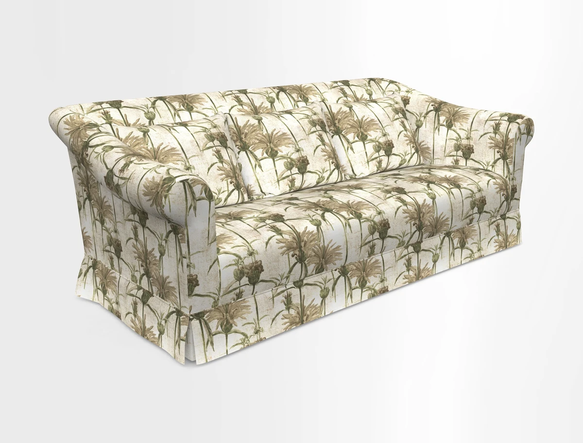 Turnberry 3 seater sofa in Contour Lines Berry with scatters in Frond Stripe Small Berry