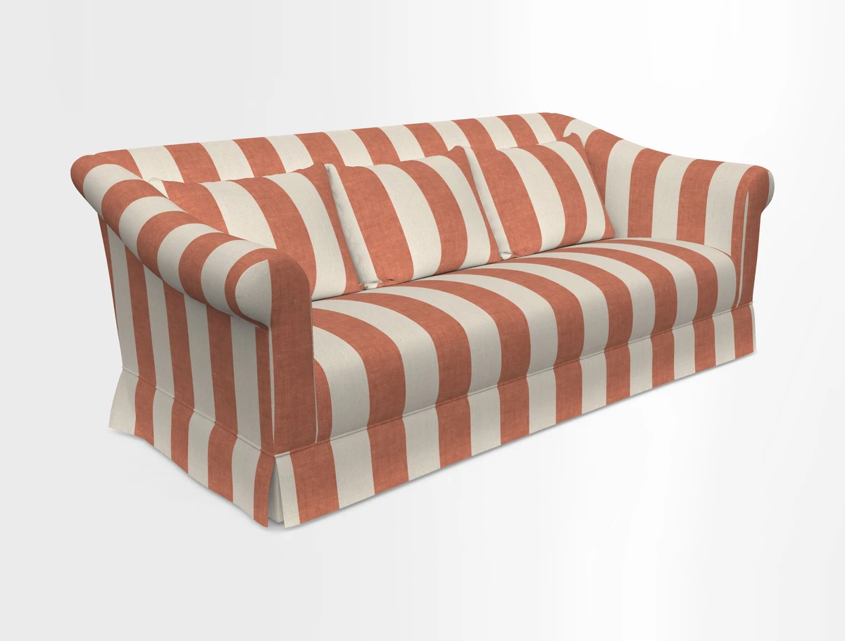 Turnberry 3 seater sofa in Contour Lines Berry with scatters in Frond Stripe Small Berry