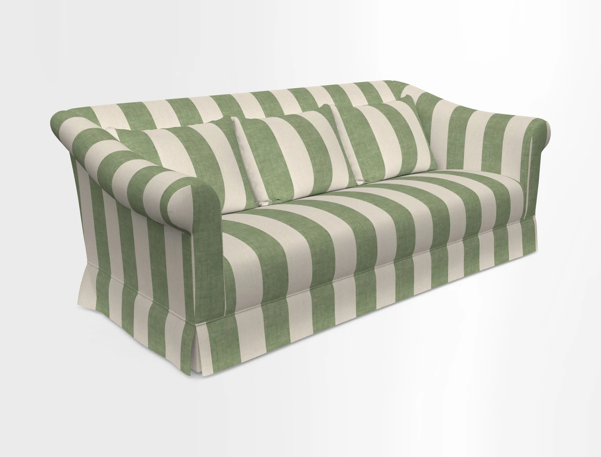 Turnberry 3 seater sofa in Contour Lines Berry with scatters in Frond Stripe Small Berry