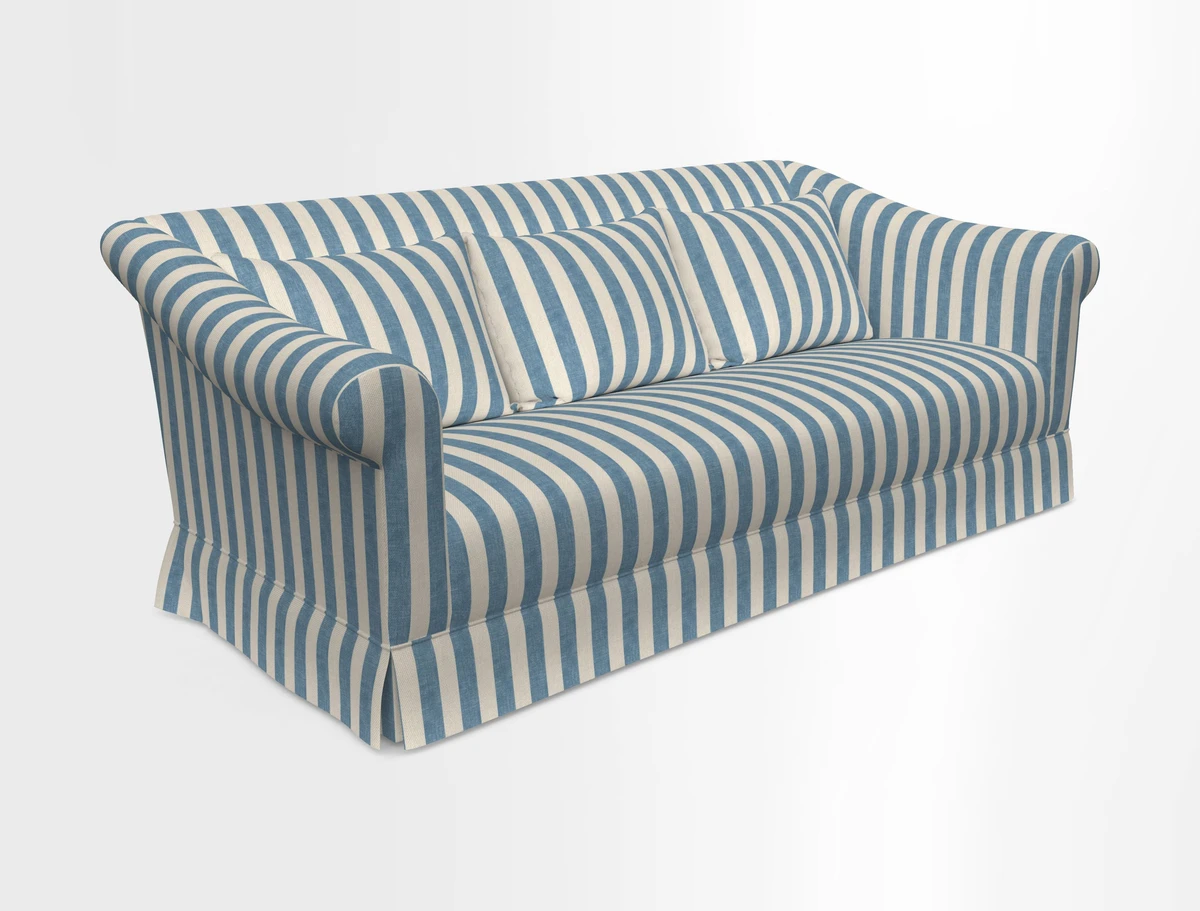 Turnberry 3 seater sofa in Contour Lines Berry with scatters in Frond Stripe Small Berry