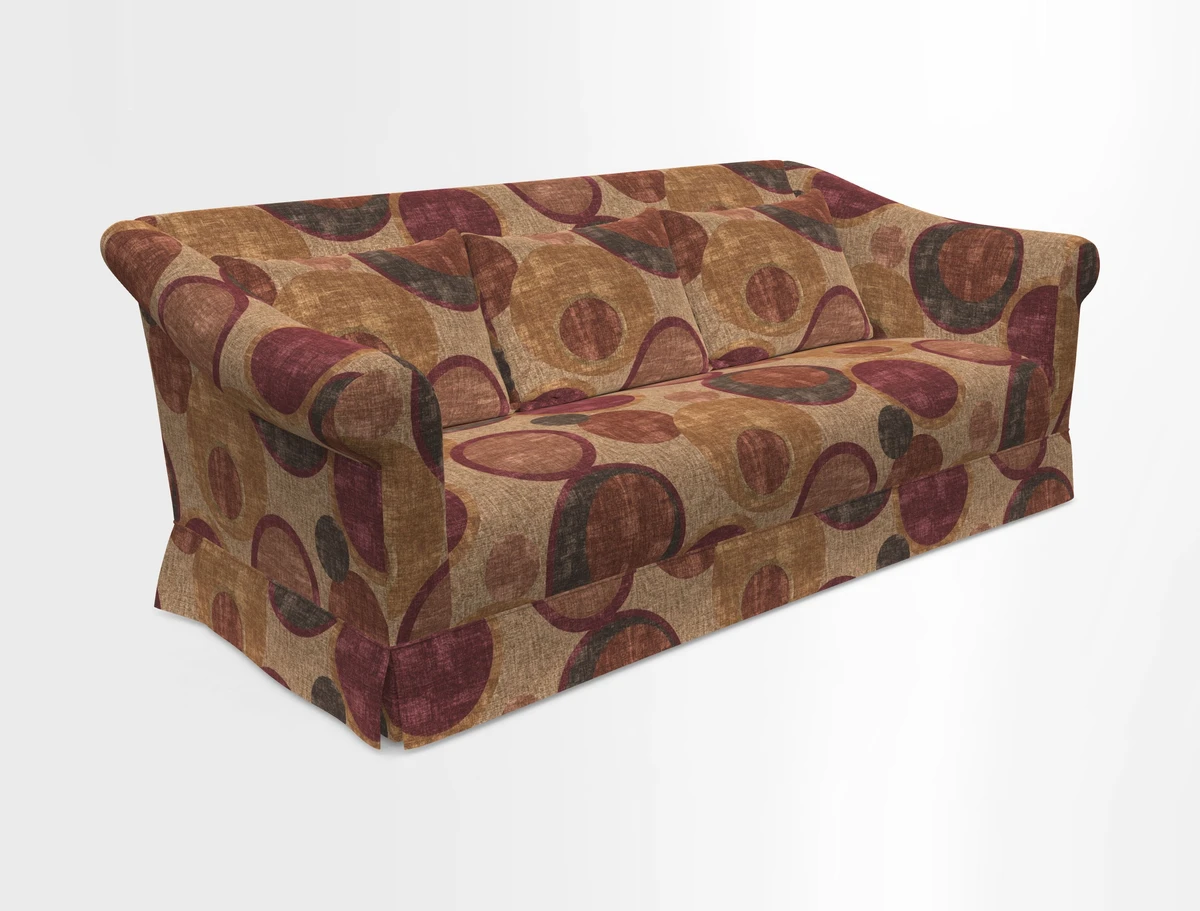Turnberry 3 seater sofa in Contour Lines Berry with scatters in Frond Stripe Small Berry