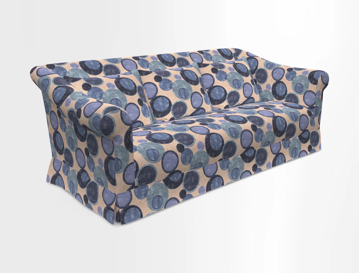 Turnberry 3 seater sofa in Contour Lines Berry with scatters in Frond Stripe Small Berry