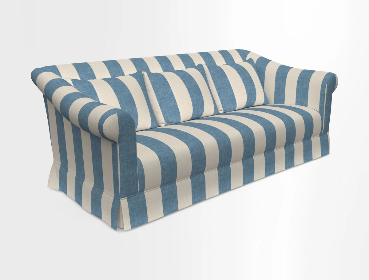 Turnberry 3 seater sofa in Contour Lines Berry with scatters in Frond Stripe Small Berry
