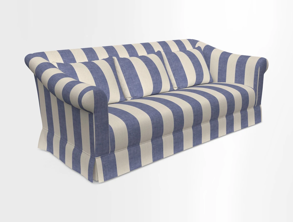 Turnberry 3 seater sofa in Contour Lines Berry with scatters in Frond Stripe Small Berry
