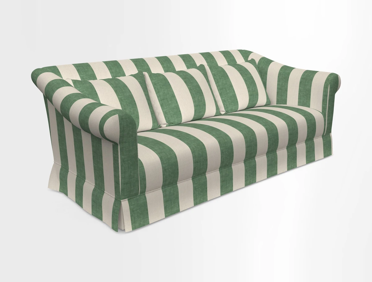 Turnberry 3 seater sofa in Contour Lines Berry with scatters in Frond Stripe Small Berry