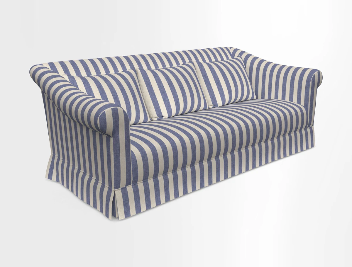 Turnberry 3 seater sofa in Contour Lines Berry with scatters in Frond Stripe Small Berry