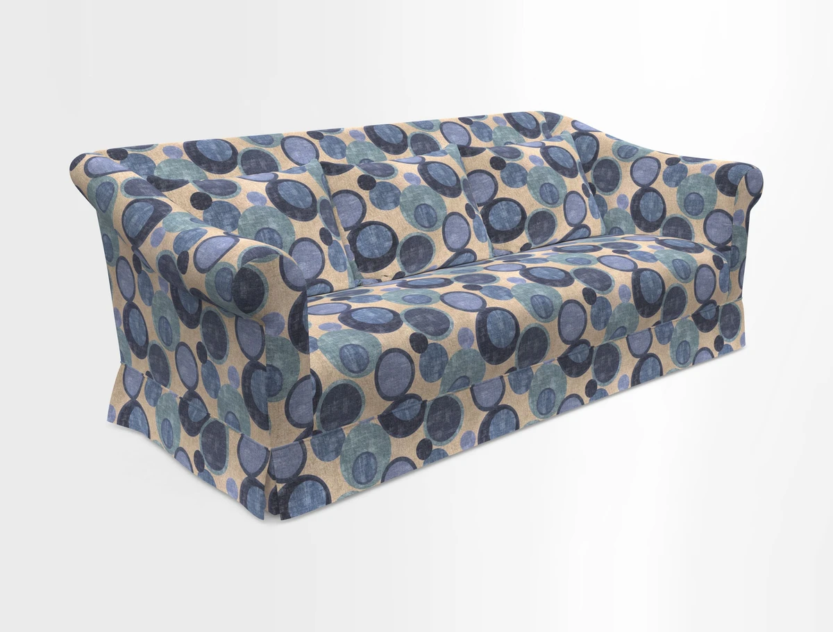 Turnberry 3 seater sofa in Contour Lines Berry with scatters in Frond Stripe Small Berry