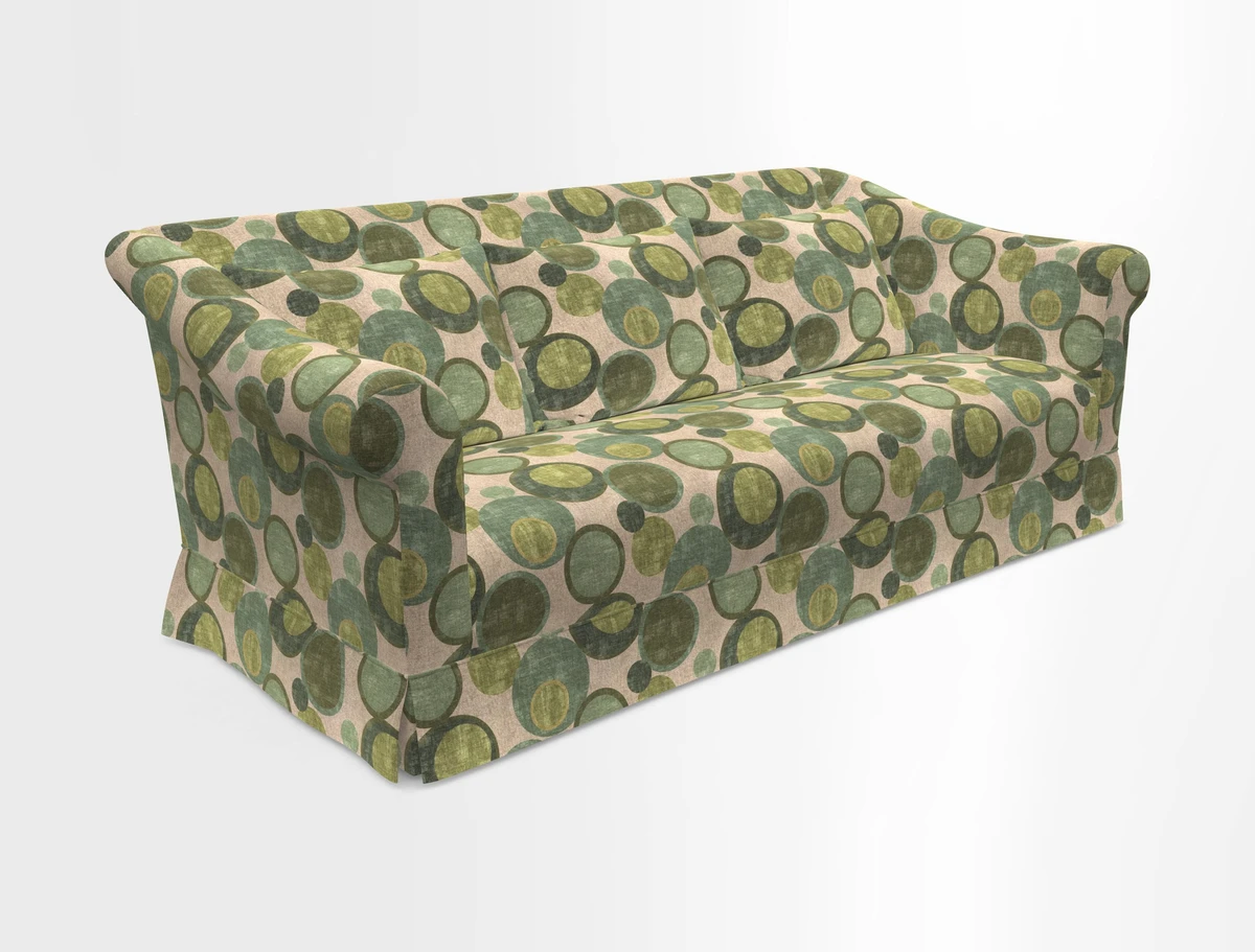 Turnberry 3 seater sofa in Contour Lines Berry with scatters in Frond Stripe Small Berry