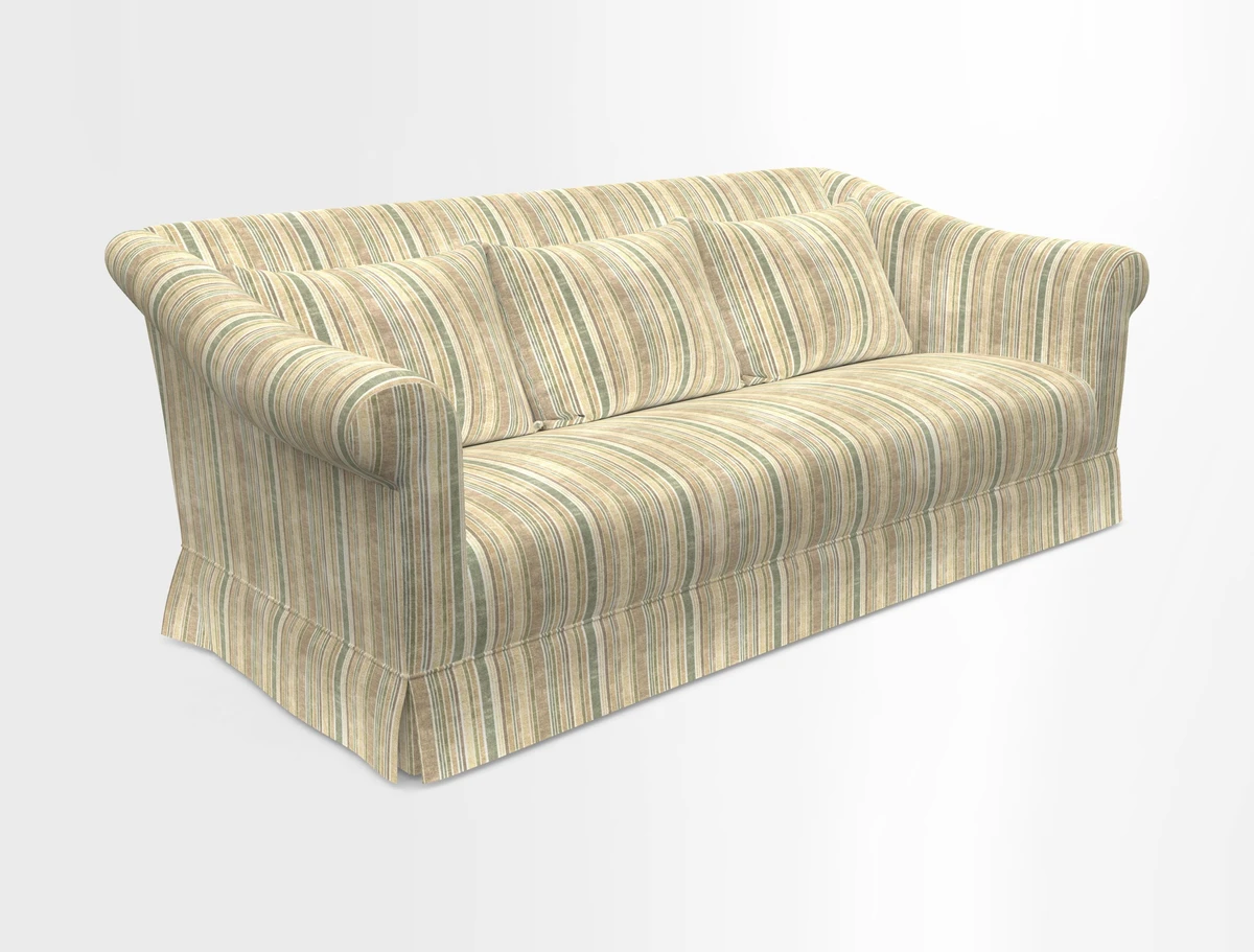 Turnberry 3 seater sofa in Contour Lines Berry with scatters in Frond Stripe Small Berry