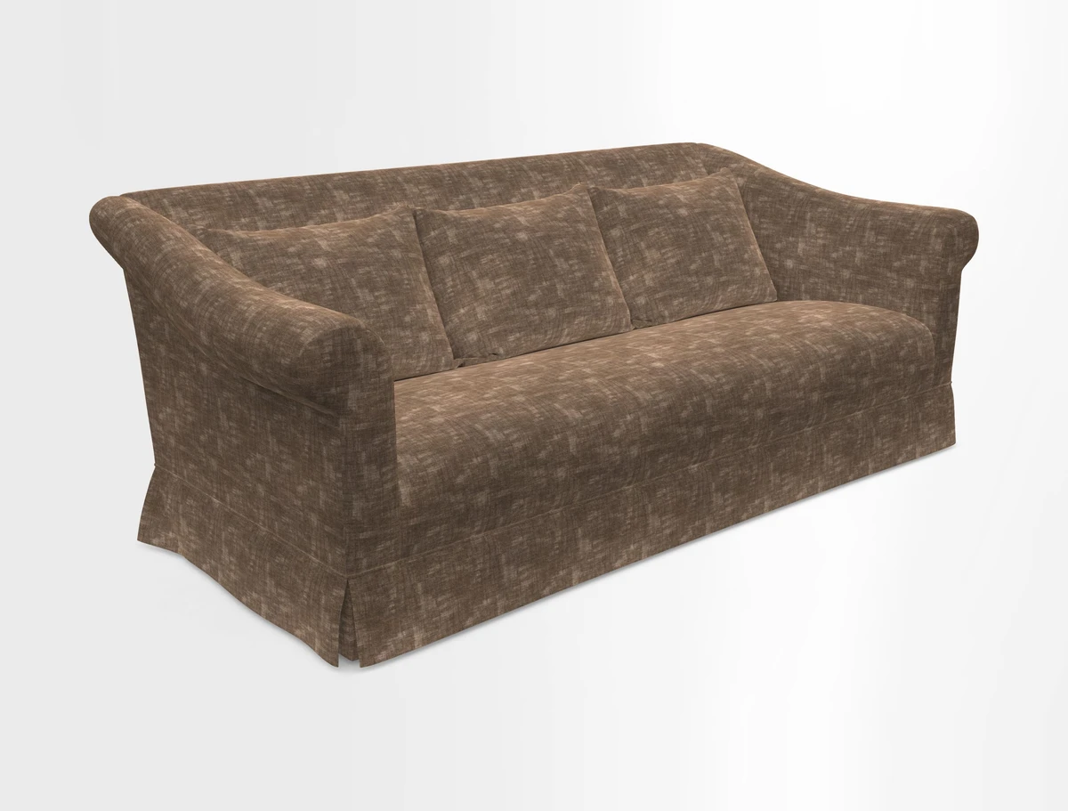 Turnberry 3 seater sofa in Contour Lines Berry with scatters in Frond Stripe Small Berry
