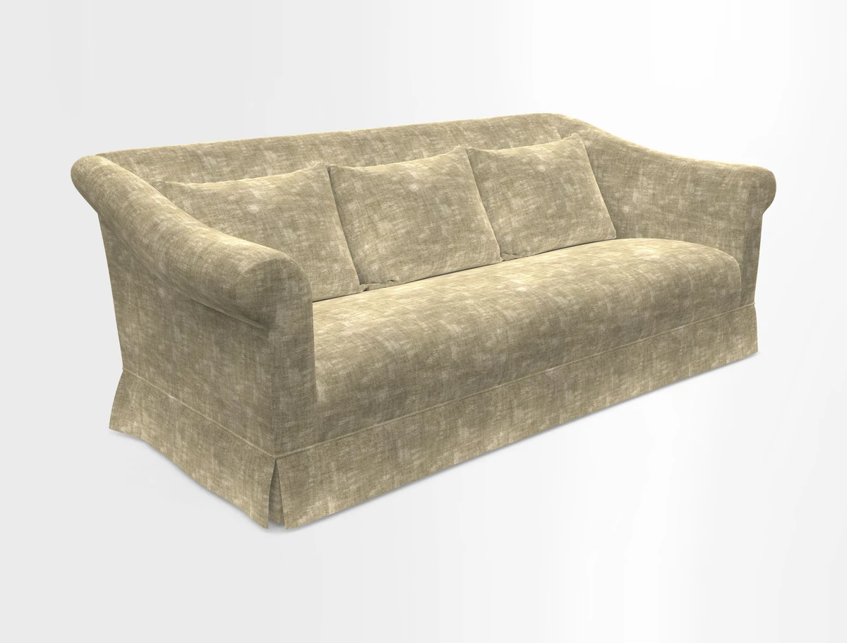 Turnberry 3 seater sofa in Contour Lines Berry with scatters in Frond Stripe Small Berry