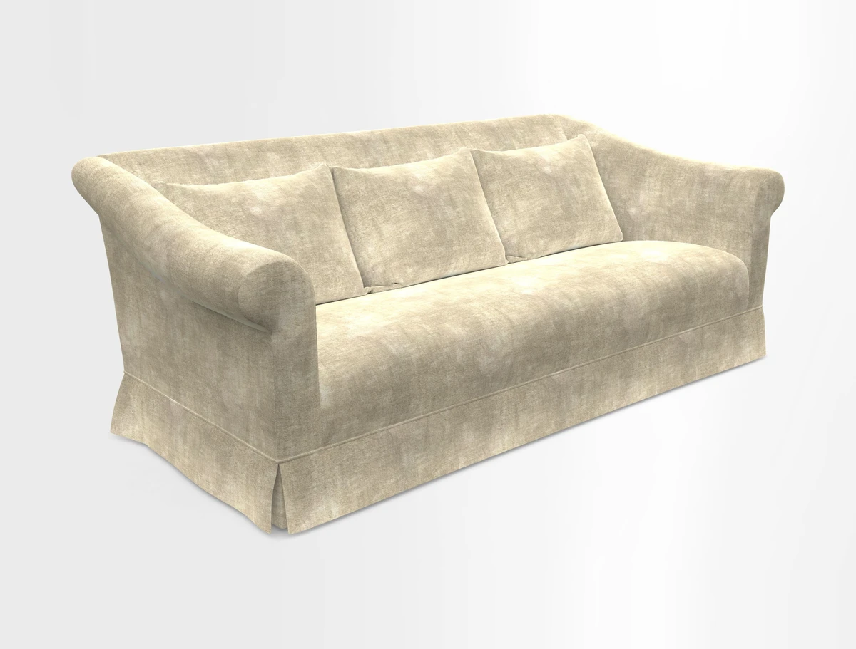 Turnberry 3 seater sofa in Contour Lines Berry with scatters in Frond Stripe Small Berry
