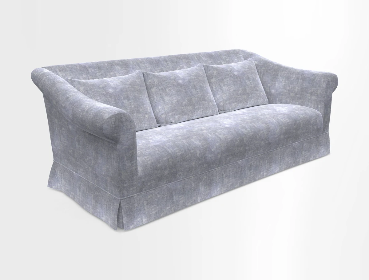 Turnberry 3 seater sofa in Contour Lines Berry with scatters in Frond Stripe Small Berry