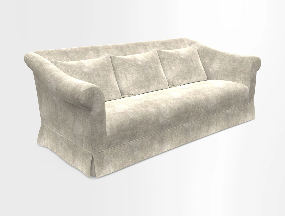 Turnberry 3 seater sofa in Contour Lines Berry with scatters in Frond Stripe Small Berry