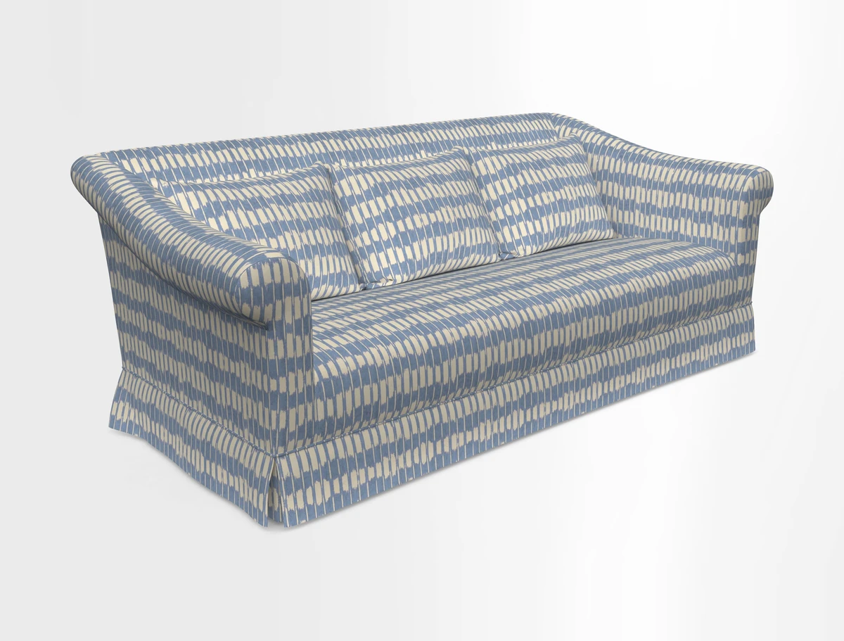 Turnberry 3 seater sofa in Contour Lines Berry with scatters in Frond Stripe Small Berry
