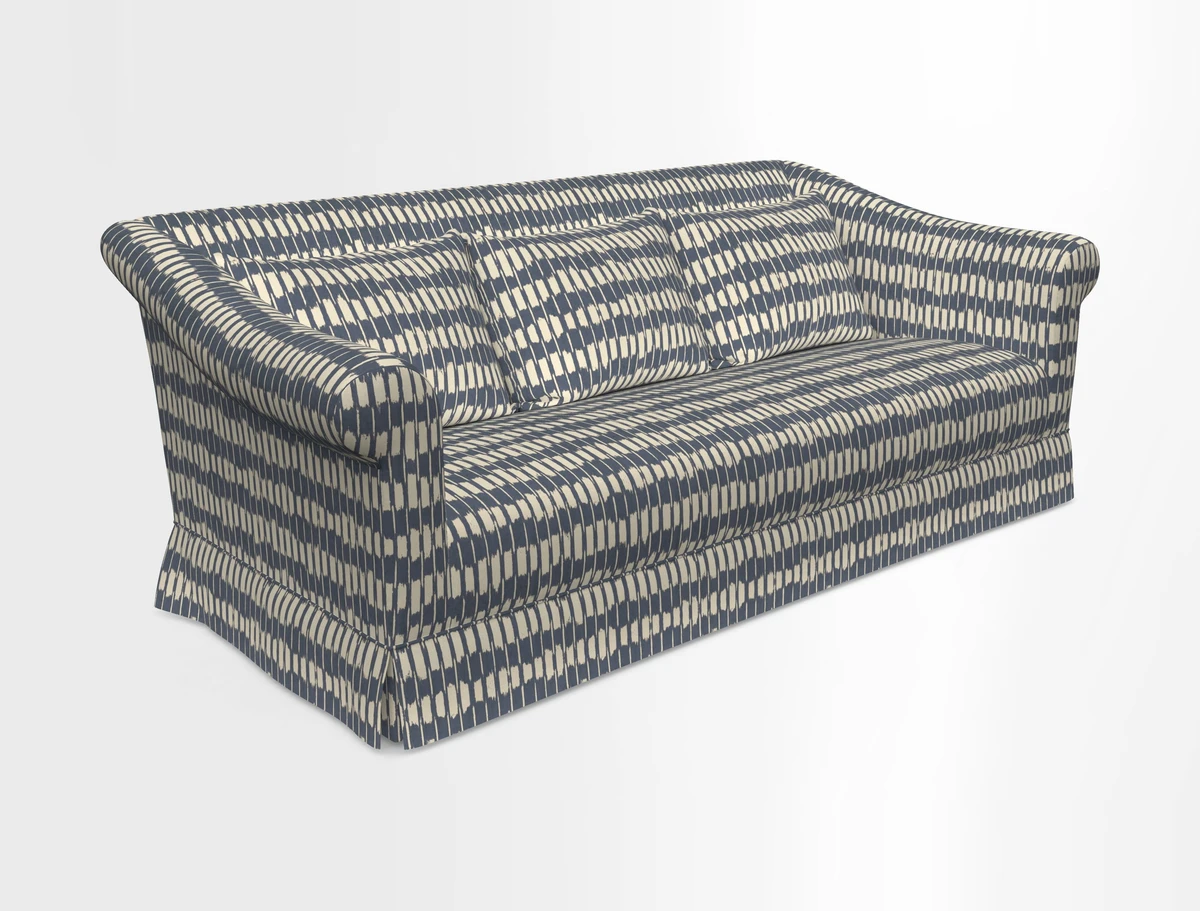 Turnberry 3 seater sofa in Contour Lines Berry with scatters in Frond Stripe Small Berry