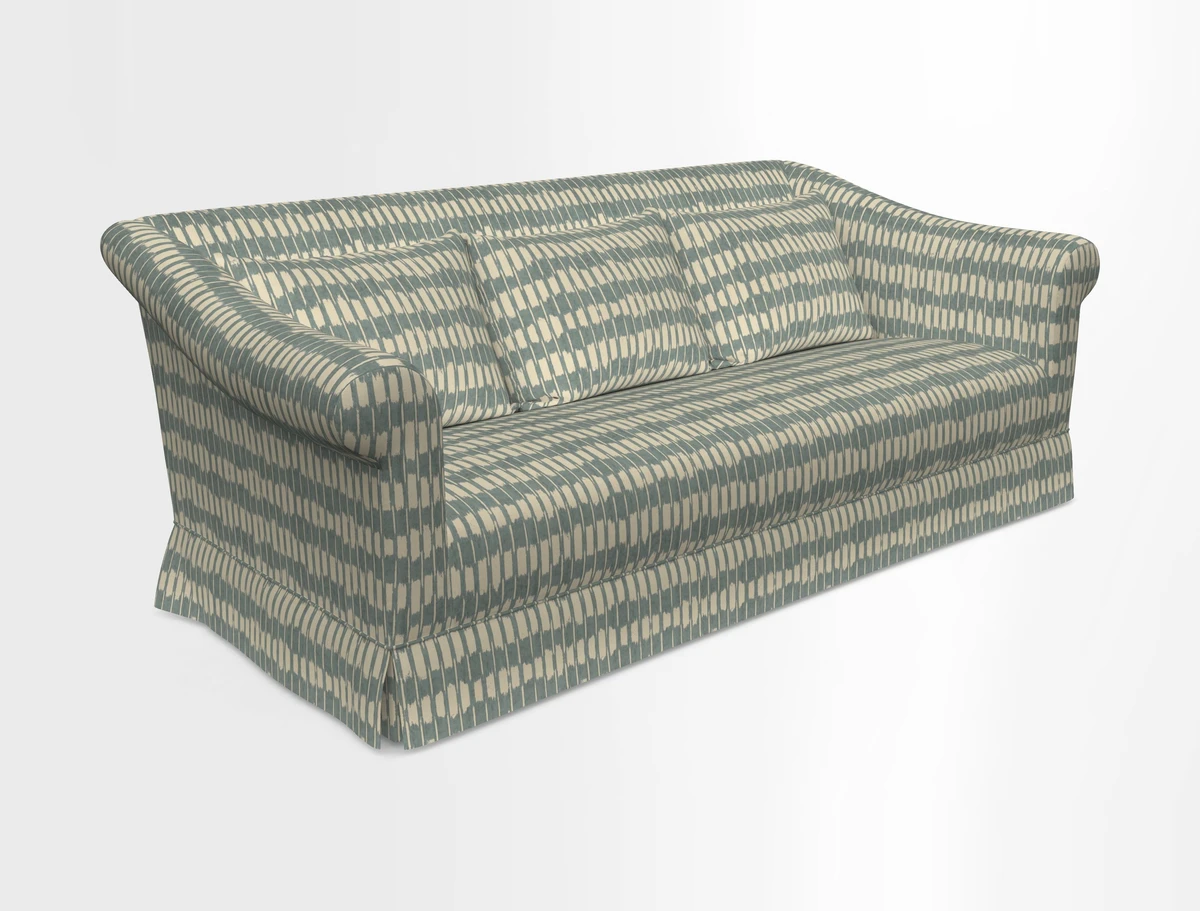 Turnberry 3 seater sofa in Contour Lines Berry with scatters in Frond Stripe Small Berry