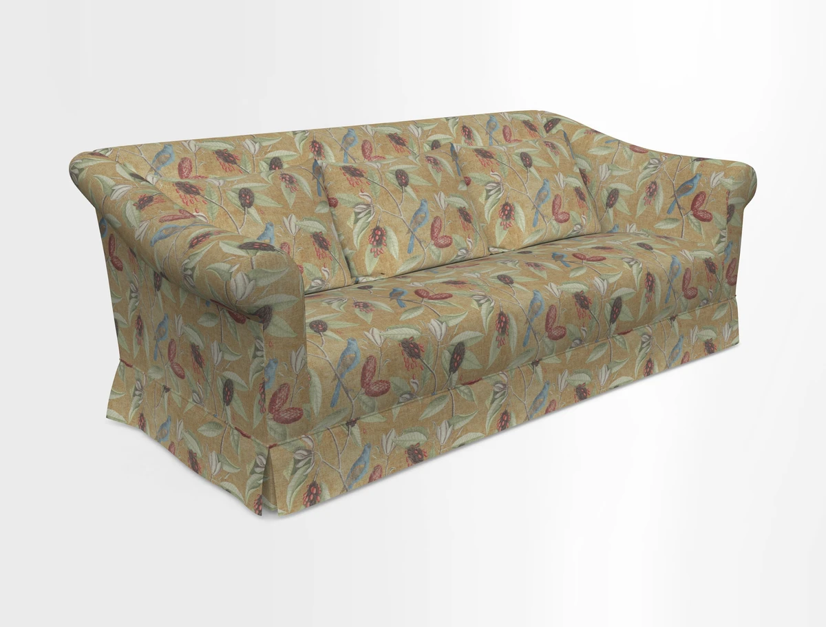 Turnberry 3 seater sofa in Contour Lines Berry with scatters in Frond Stripe Small Berry