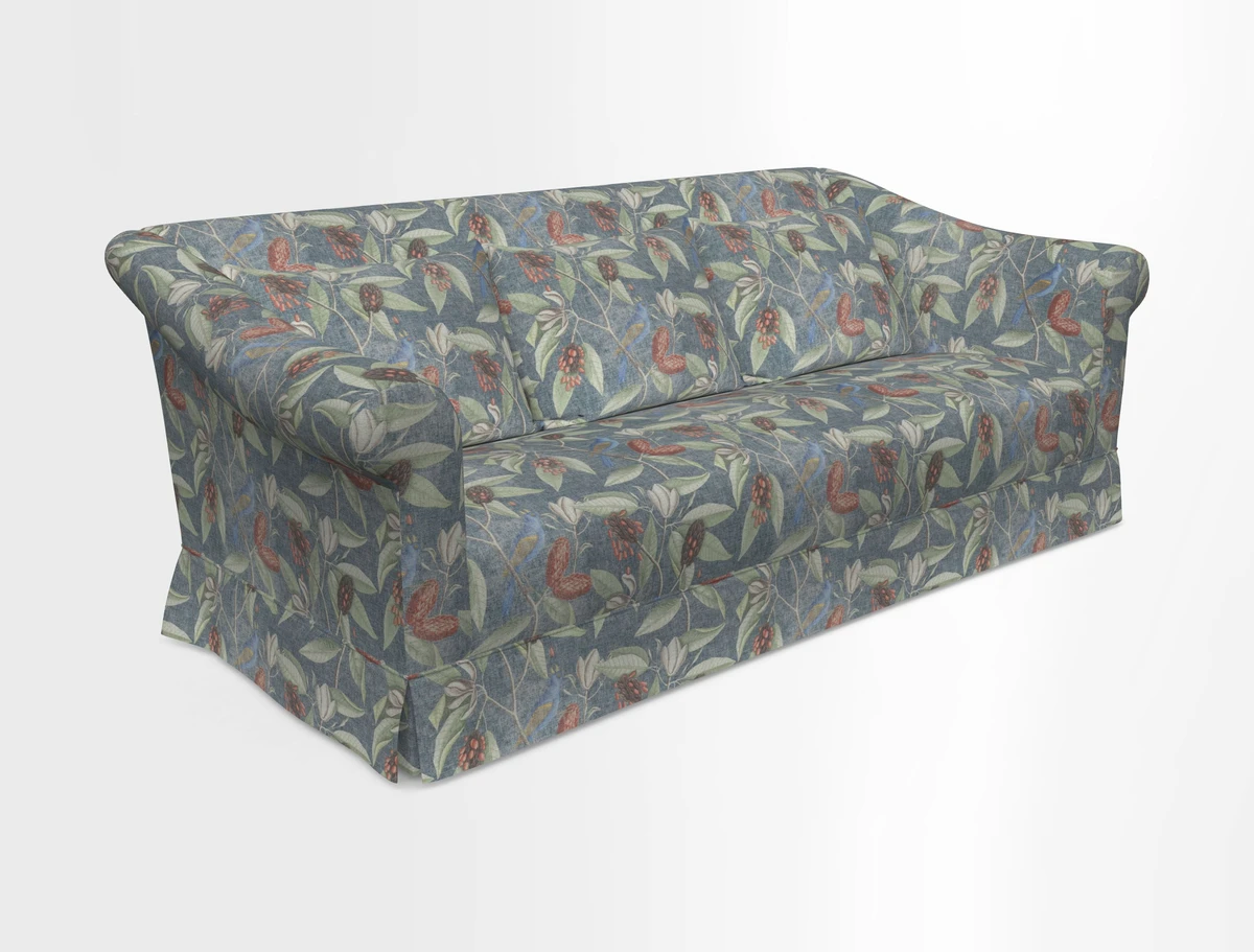 Turnberry 3 seater sofa in Contour Lines Berry with scatters in Frond Stripe Small Berry