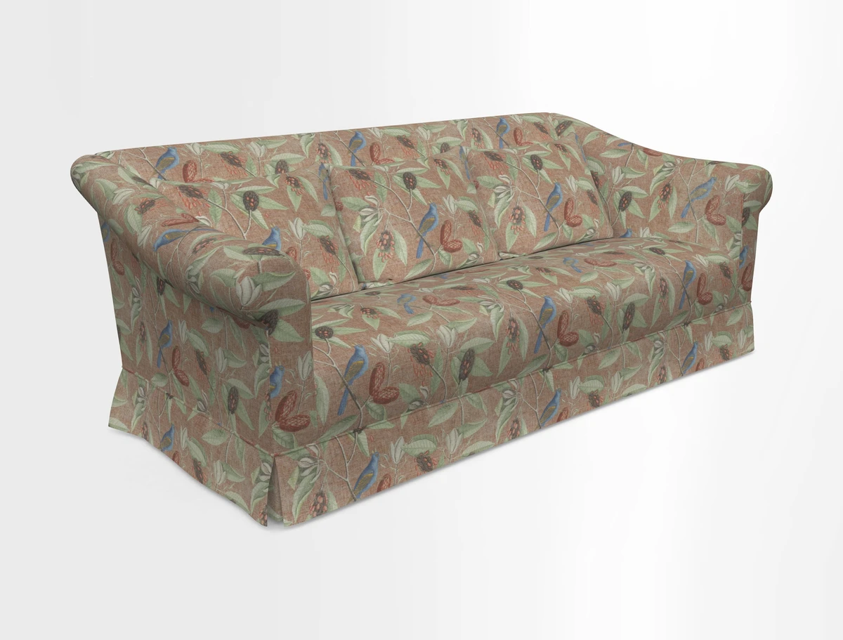 Turnberry 3 seater sofa in Contour Lines Berry with scatters in Frond Stripe Small Berry