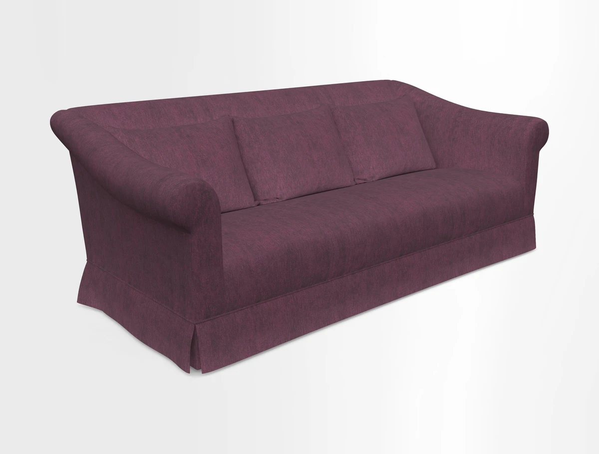 Turnberry 3 seater sofa in Contour Lines Berry with scatters in Frond Stripe Small Berry