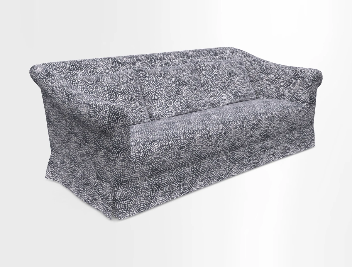 Turnberry 3 seater sofa in Contour Lines Berry with scatters in Frond Stripe Small Berry