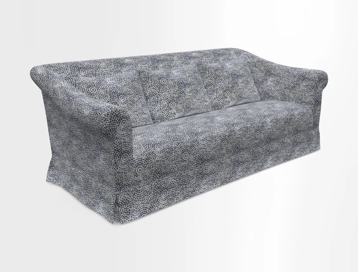 Turnberry 3 seater sofa in Contour Lines Berry with scatters in Frond Stripe Small Berry