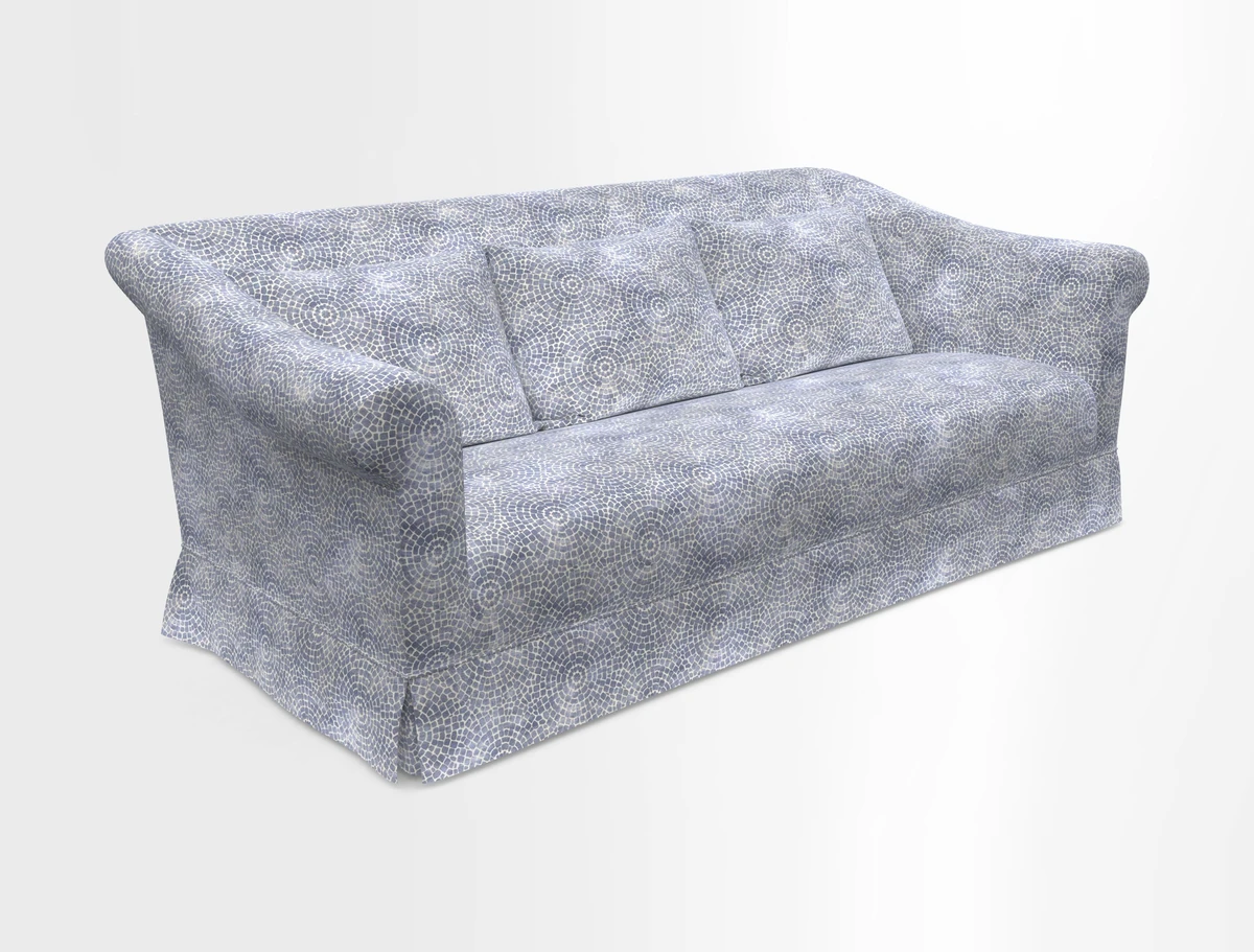 Turnberry 3 seater sofa in Contour Lines Berry with scatters in Frond Stripe Small Berry