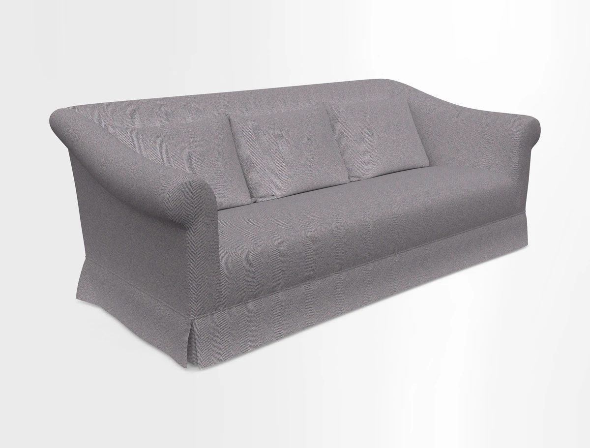 Turnberry 3 seater sofa in Contour Lines Berry with scatters in Frond Stripe Small Berry