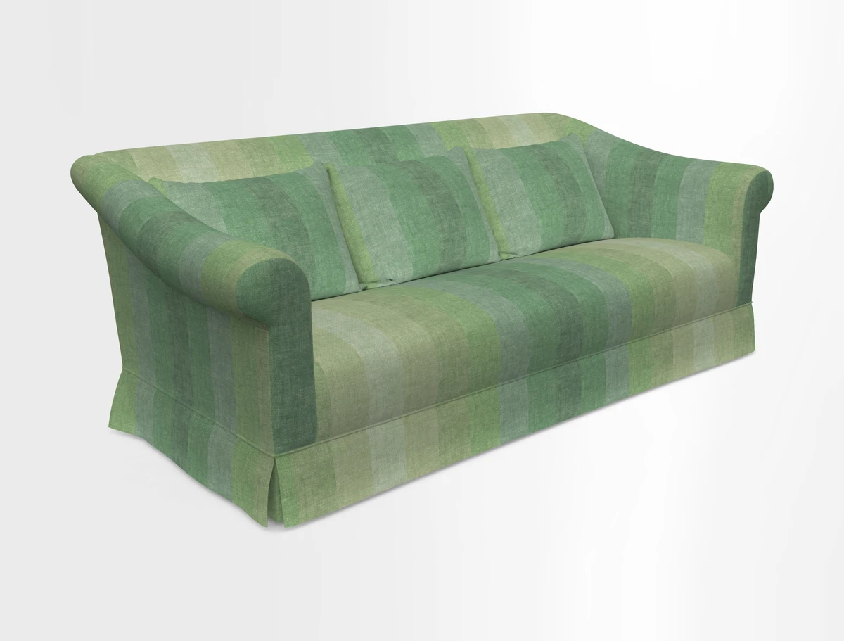 Turnberry 3 seater sofa in Contour Lines Berry with scatters in Frond Stripe Small Berry