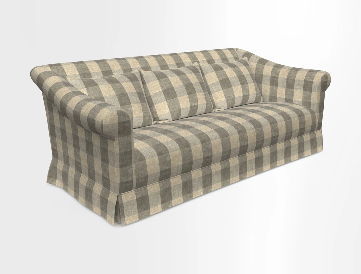 Turnberry 3 seater sofa in Contour Lines Berry with scatters in Frond Stripe Small Berry