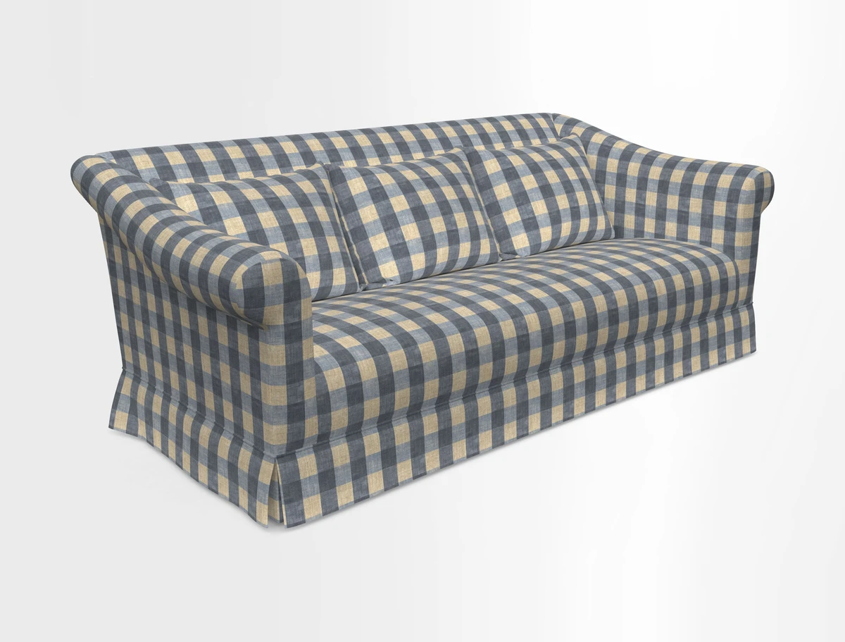 Turnberry 3 seater sofa in Contour Lines Berry with scatters in Frond Stripe Small Berry