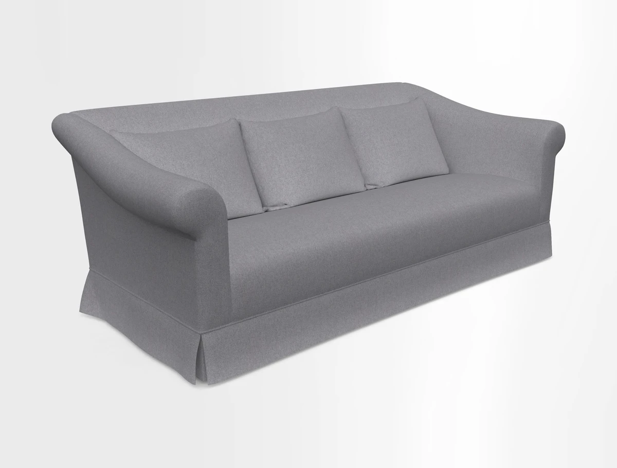 Turnberry 3 seater sofa in Contour Lines Berry with scatters in Frond Stripe Small Berry
