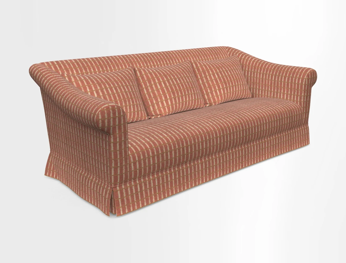 Turnberry 3 seater sofa in Contour Lines Berry with scatters in Frond Stripe Small Berry