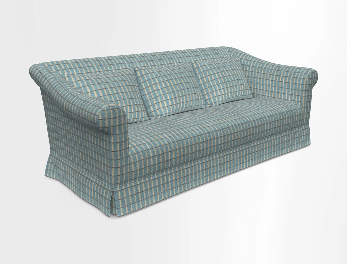 Turnberry 3 seater sofa in Contour Lines Berry with scatters in Frond Stripe Small Berry
