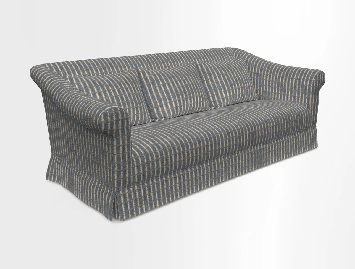Turnberry 3 seater sofa in Contour Lines Berry with scatters in Frond Stripe Small Berry