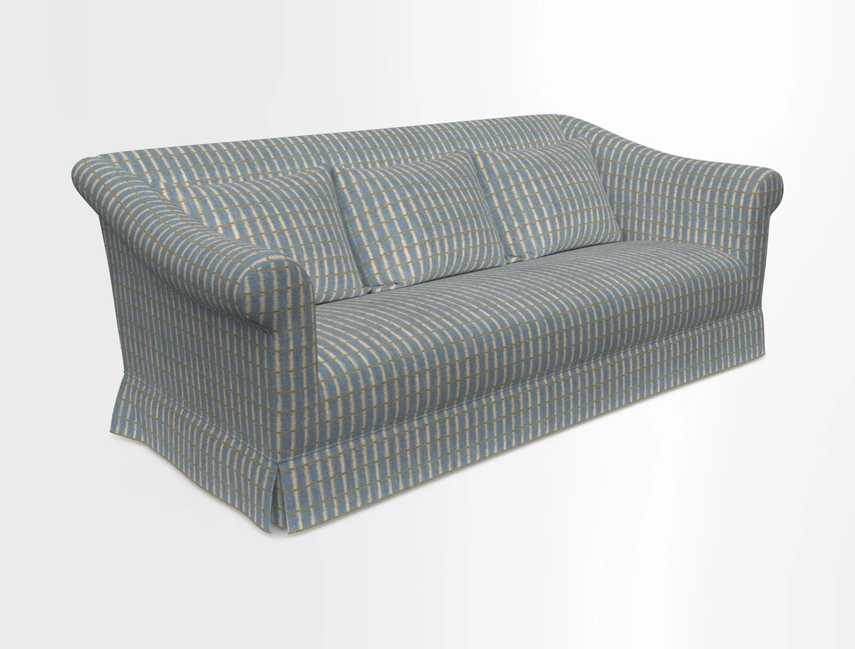 Turnberry 3 seater sofa in Contour Lines Berry with scatters in Frond Stripe Small Berry