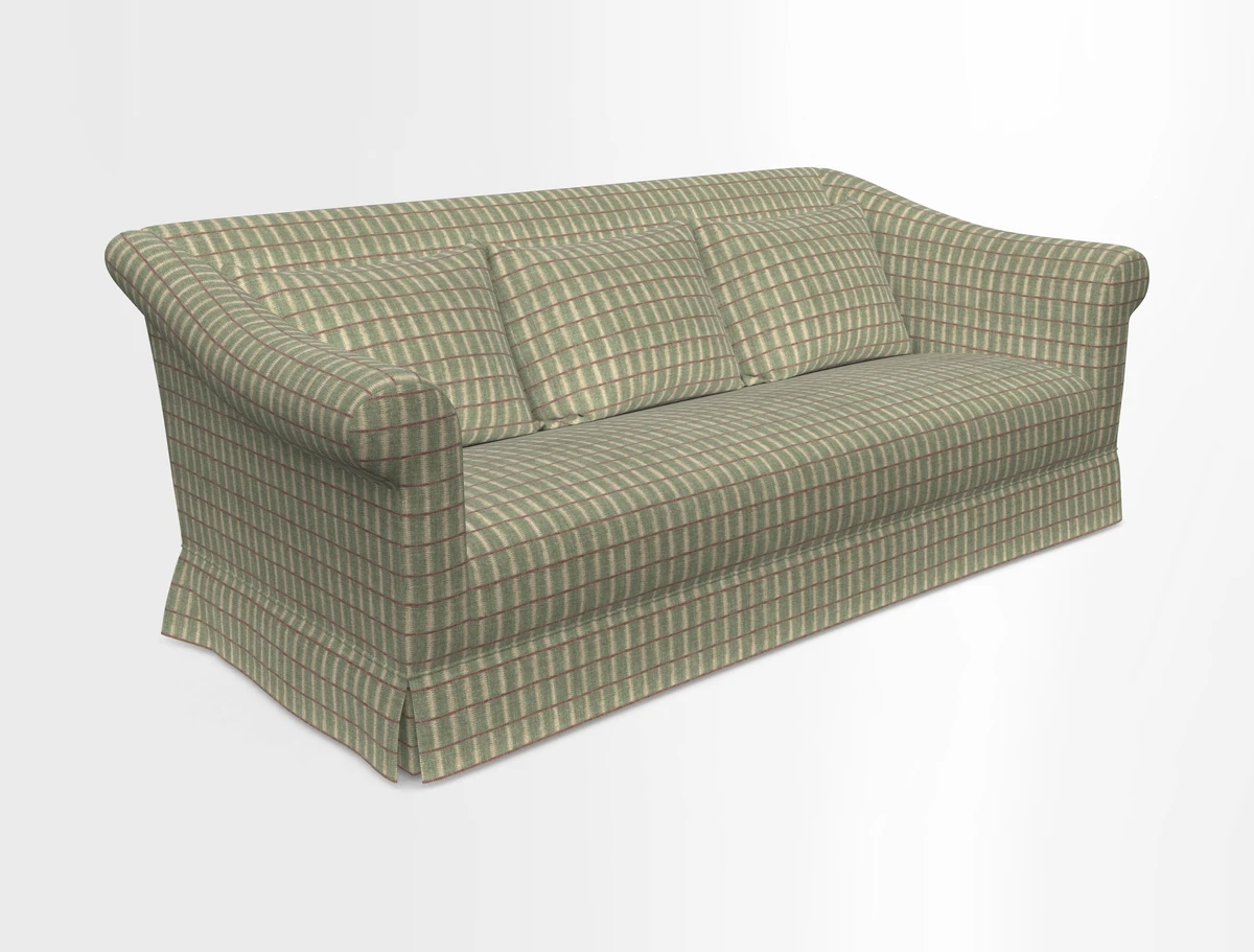 Turnberry 3 seater sofa in Contour Lines Berry with scatters in Frond Stripe Small Berry