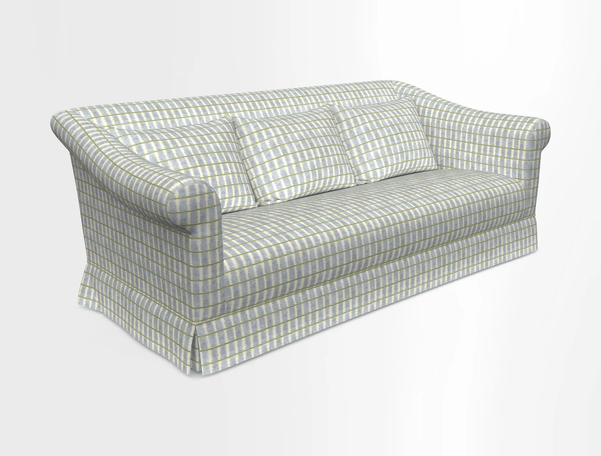 Turnberry 3 seater sofa in Contour Lines Berry with scatters in Frond Stripe Small Berry