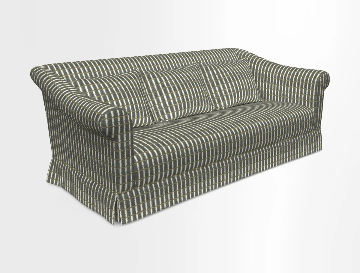 Turnberry 3 seater sofa in Contour Lines Berry with scatters in Frond Stripe Small Berry
