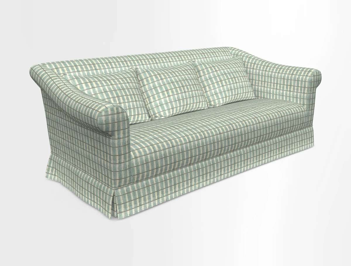 Turnberry 3 seater sofa in Contour Lines Berry with scatters in Frond Stripe Small Berry