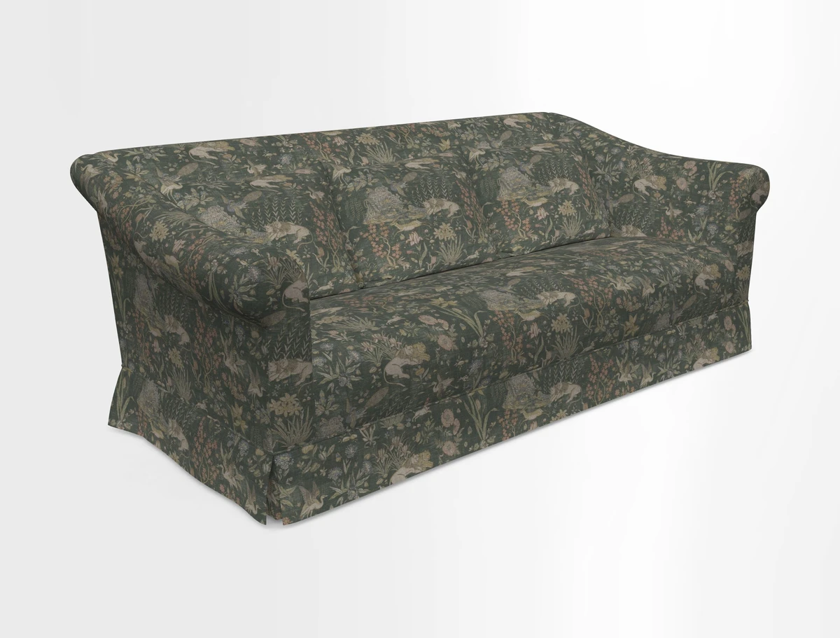 Turnberry 3 seater sofa in Contour Lines Berry with scatters in Frond Stripe Small Berry