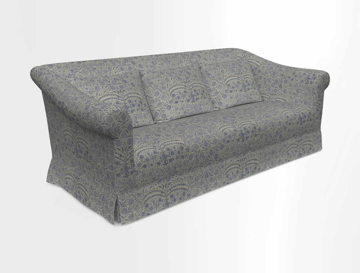 Turnberry 3 seater sofa in Contour Lines Berry with scatters in Frond Stripe Small Berry