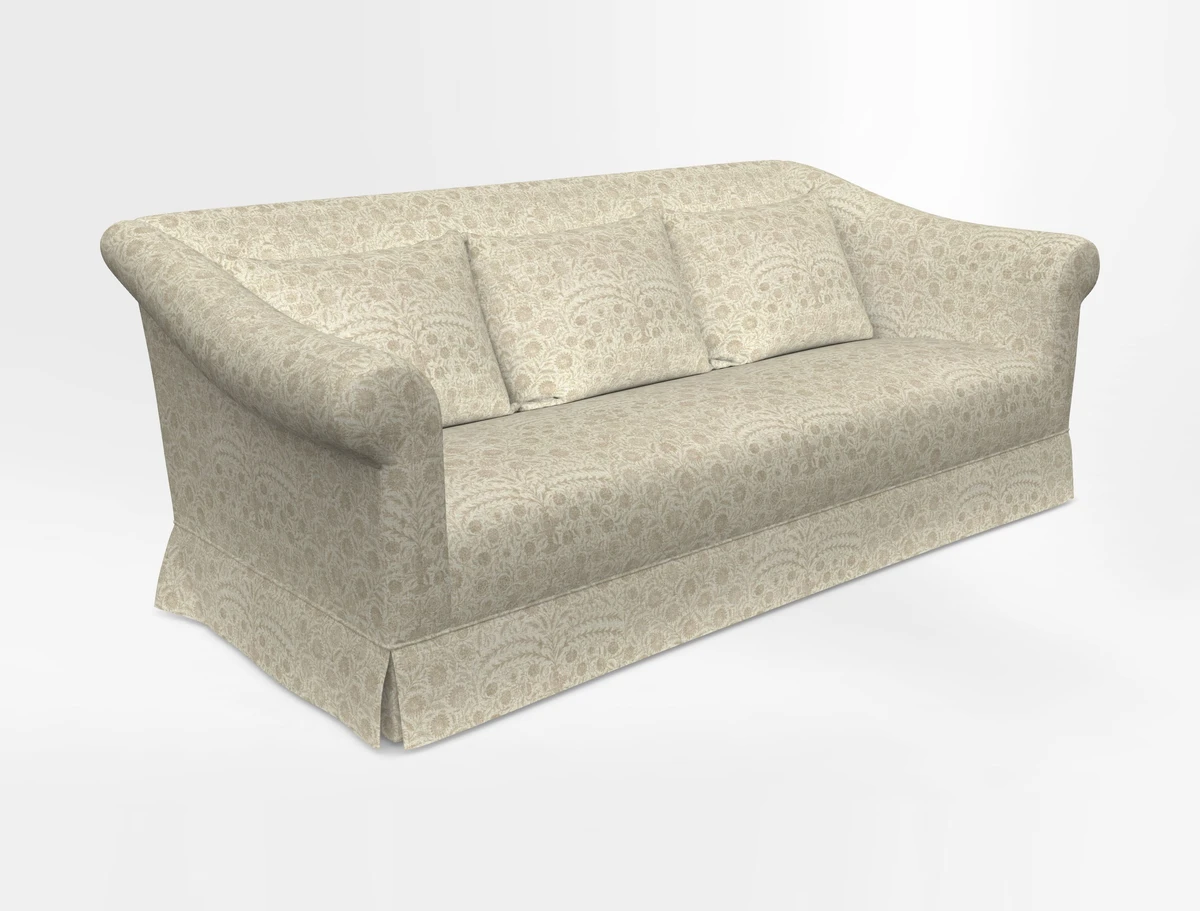 Turnberry 3 seater sofa in Contour Lines Berry with scatters in Frond Stripe Small Berry