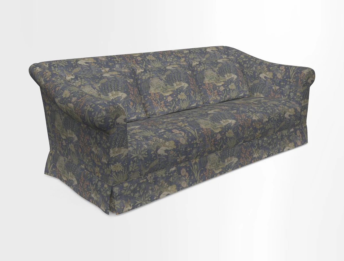 Turnberry 3 seater sofa in Contour Lines Berry with scatters in Frond Stripe Small Berry