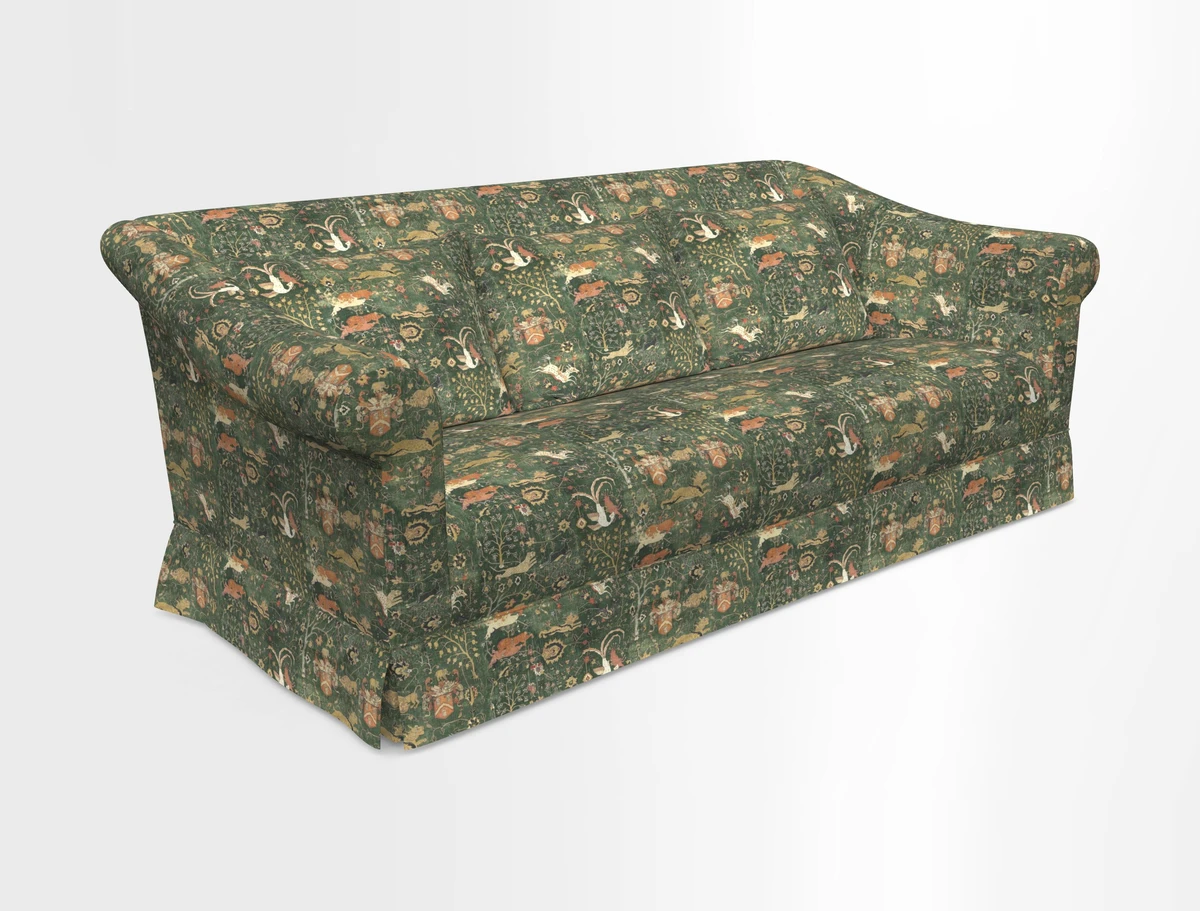 Turnberry 3 seater sofa in Contour Lines Berry with scatters in Frond Stripe Small Berry