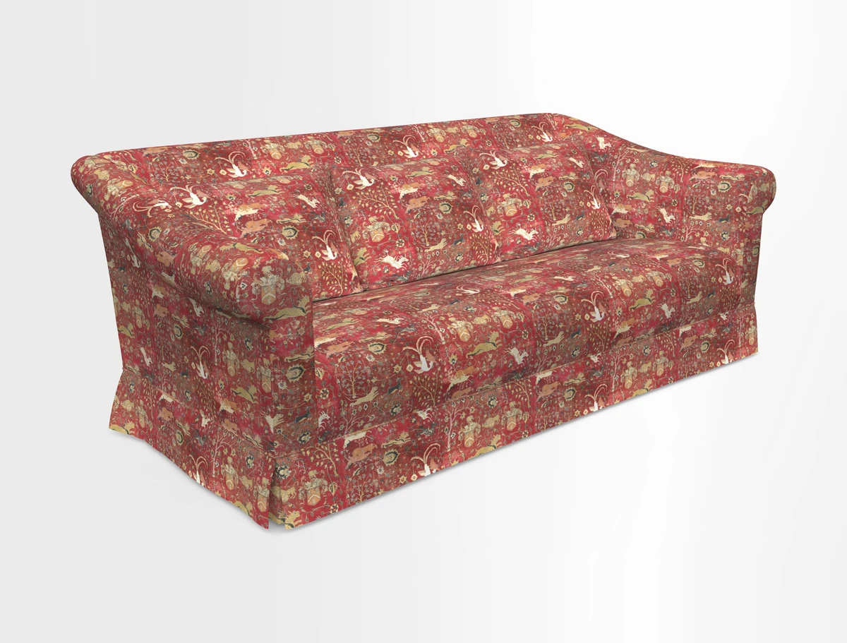 Turnberry 3 seater sofa in Contour Lines Berry with scatters in Frond Stripe Small Berry