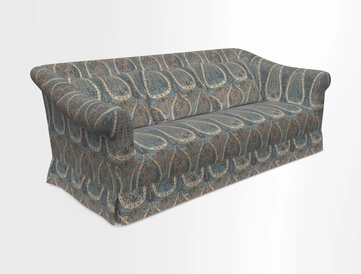 Turnberry 3 seater sofa in Contour Lines Berry with scatters in Frond Stripe Small Berry