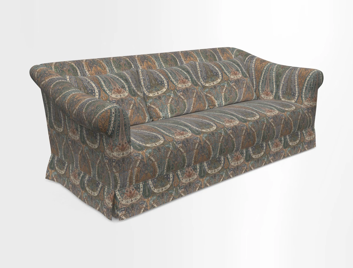 Turnberry 3 seater sofa in Contour Lines Berry with scatters in Frond Stripe Small Berry