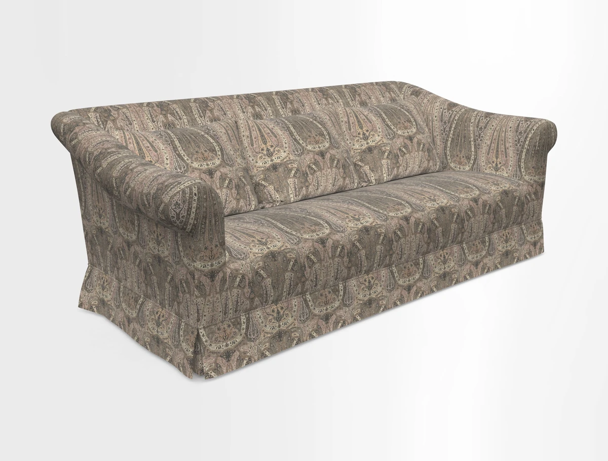 Turnberry 3 seater sofa in Contour Lines Berry with scatters in Frond Stripe Small Berry
